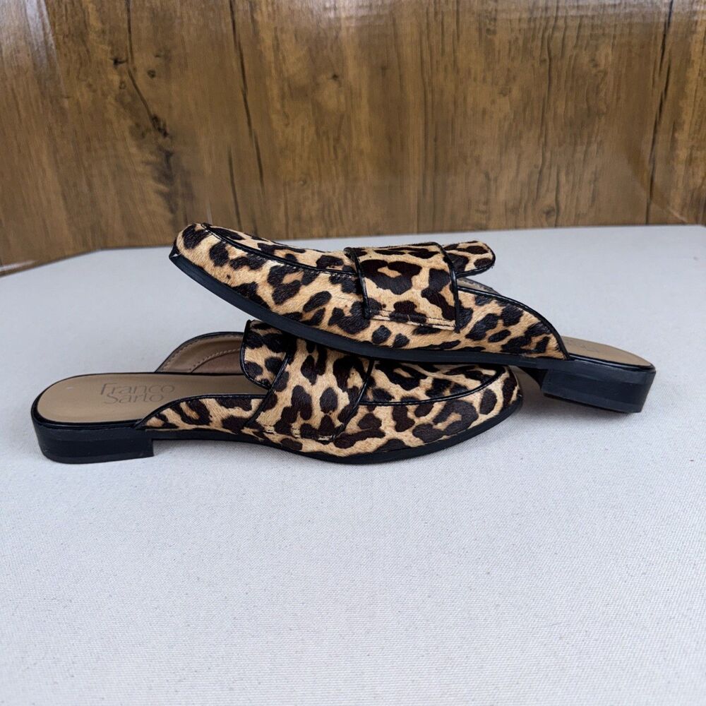 Franco Sarto Malesa 2 Leopard Calf Hair Mule Loafers Slip On Flats Women’s 8.5 - Picture 5 of 9